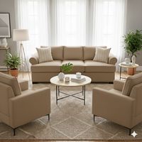 Living 311 Santelmo Beige claro sofa 3 cuerpos + 2 poltronas resortes
