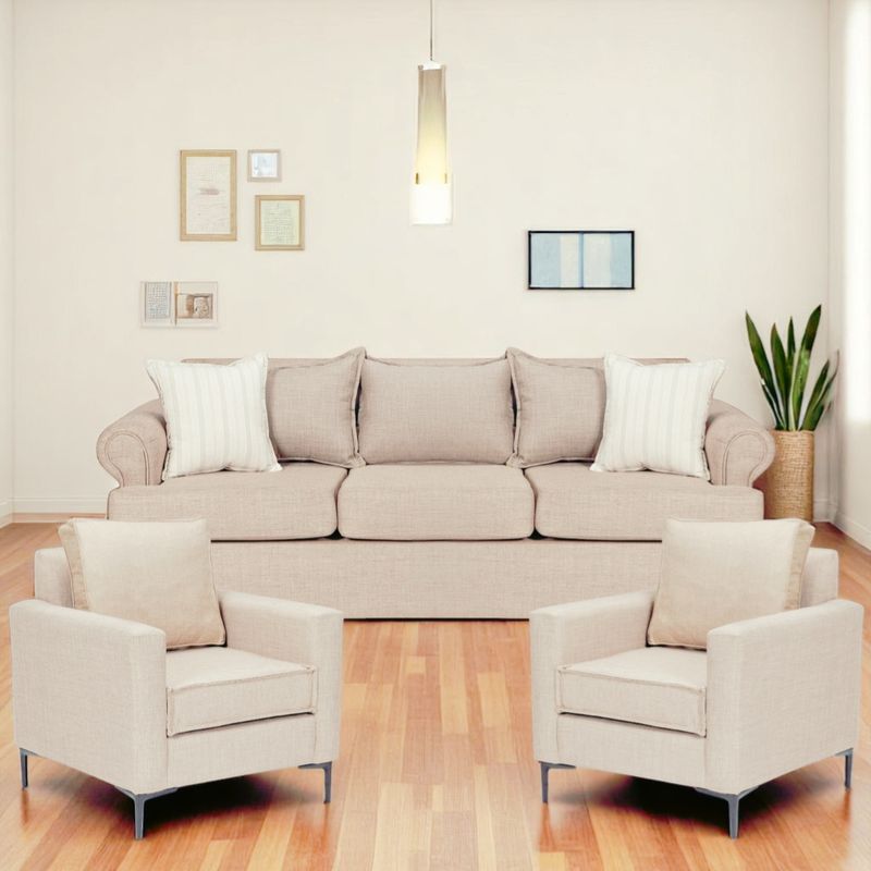 SITIAL HOME - juego de Living 311 Santelmo Beige sofa 3 cuerpos + 2 poltronas