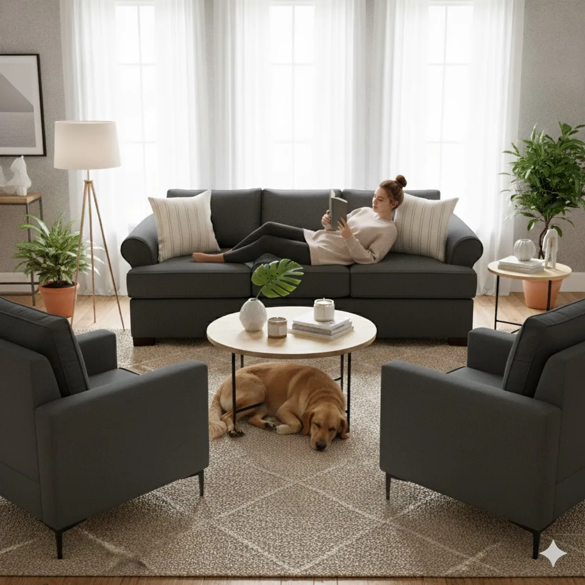 SITIAL HOME - Living 311 Santelmo Marengo sofa 3 cuerpos+ 2 poltronas con resortes