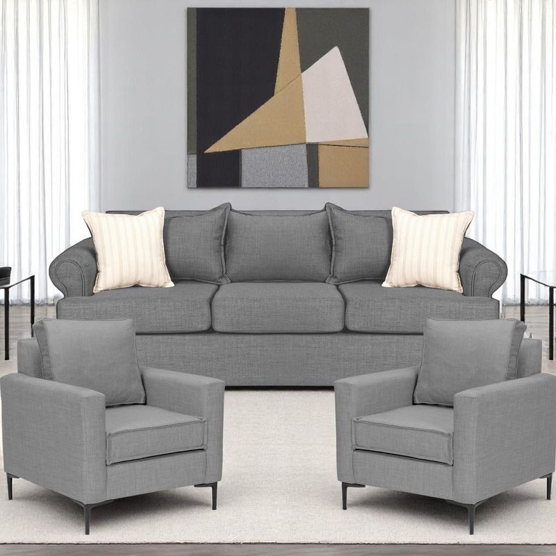 SITIAL HOME - Living 311 Santelmo gris claro sofa 3 cuerpos + 2 poltronas resortes