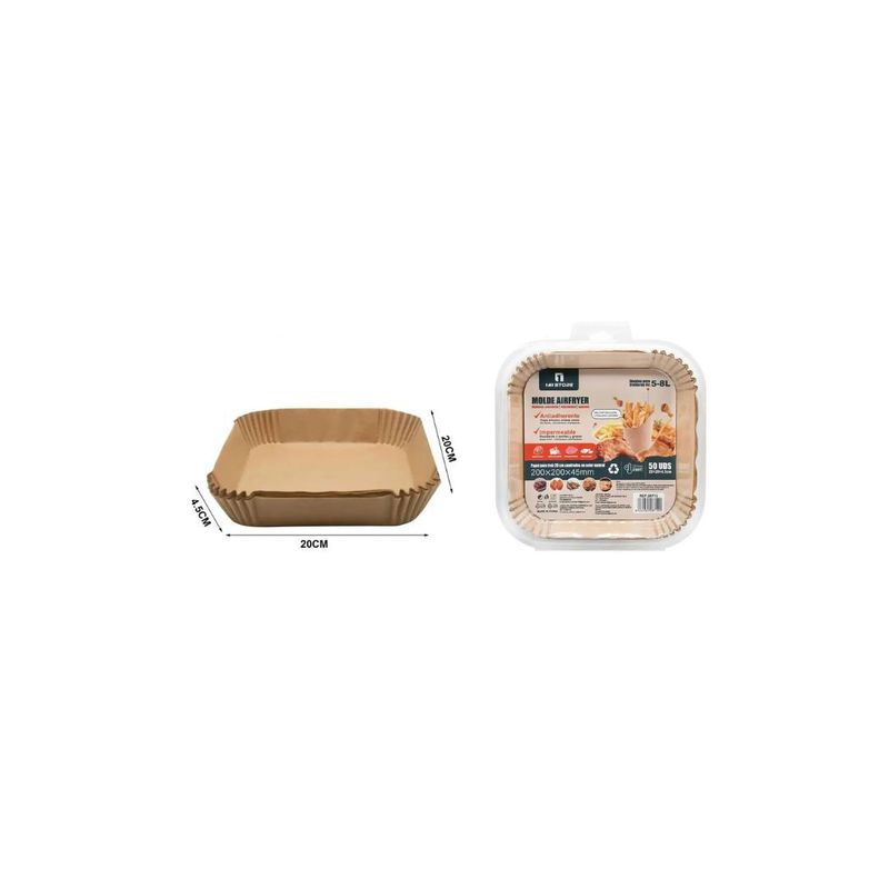 GENERICO - PAPEL PARA FREIDORA DE AIRE 20CM CUADRADO 50UNID 5-8L