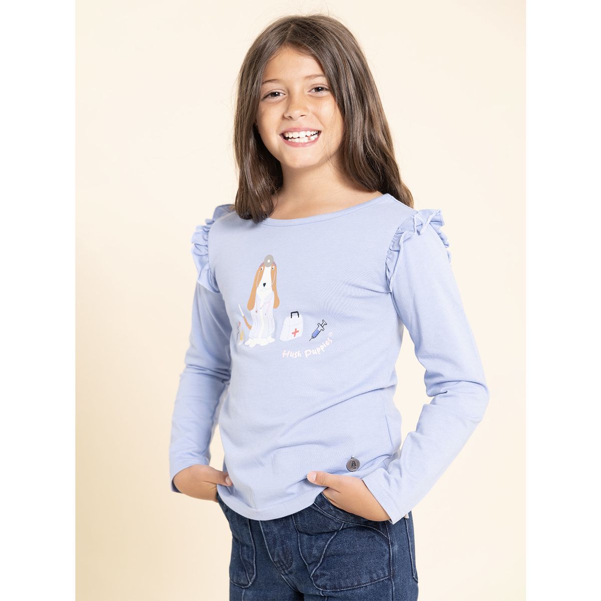 HUSH PUPPIES - Polera MangaLarga Imagine Niña Celeste HUSH PUPPIES
