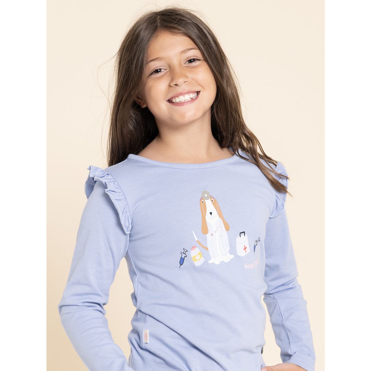 HUSH PUPPIES - Polera MangaLarga Imagine Niña Celeste HUSH PUPPIES