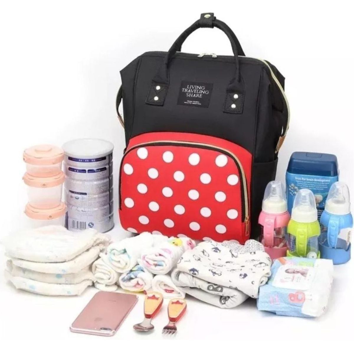 GENERICO - Bolso Maternal Bolso Pañalera Mochila Compartimiento Bebé Minnie