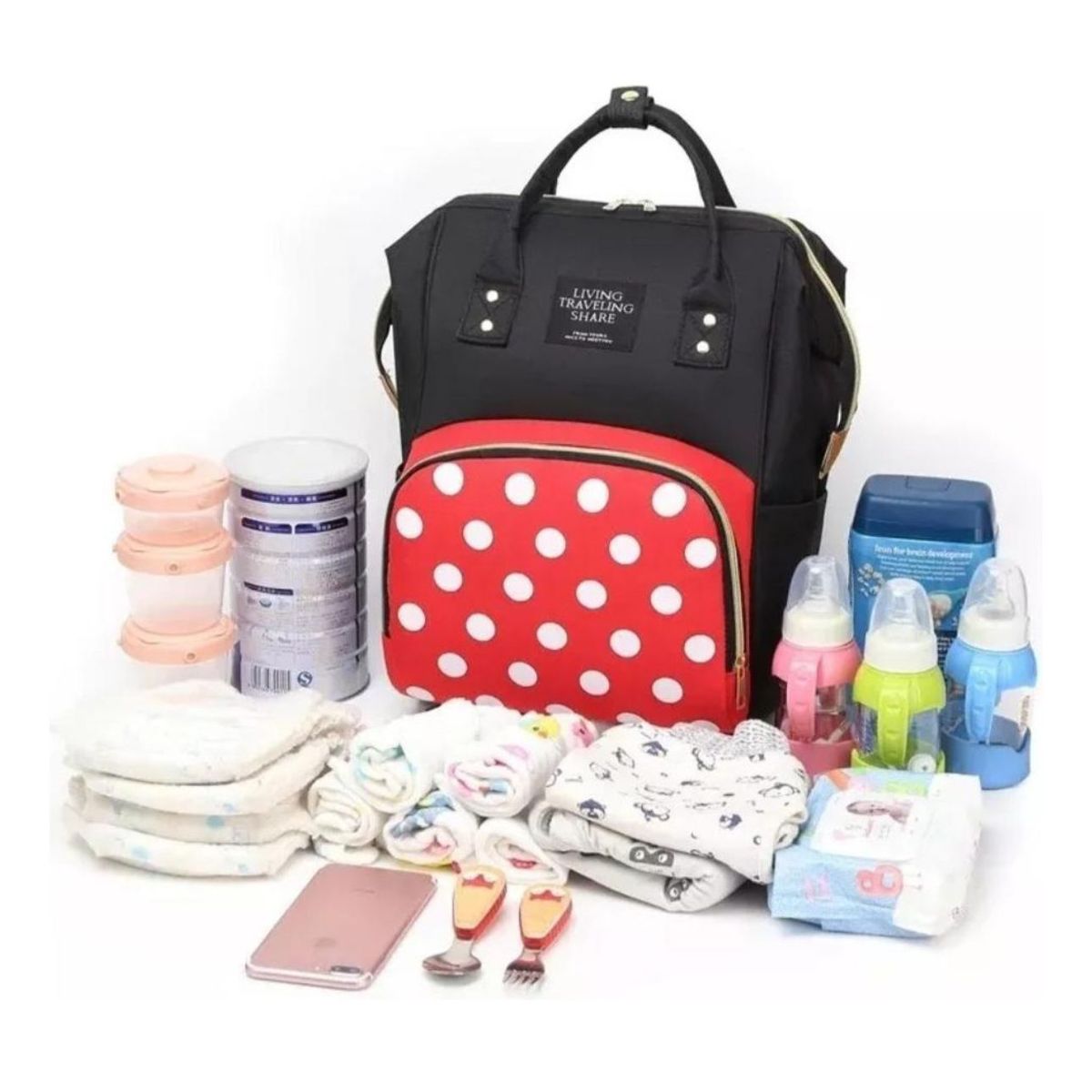 GENERICO - Bolso Maternal Bolso Pañalera Mochila Compartimiento Bebé Minnie