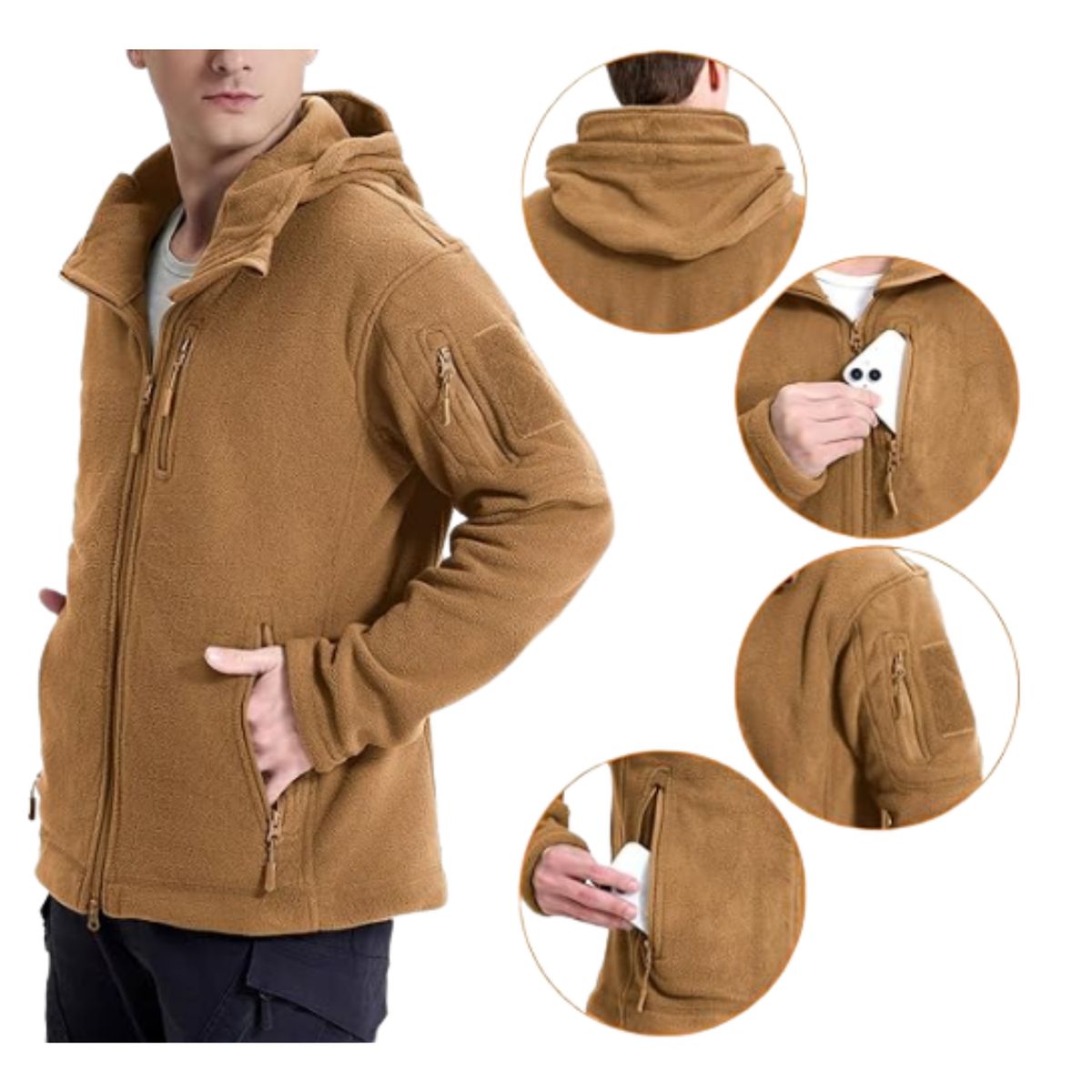 EKOL TACTICA MILITAR - Polar Chaqueta Polerón Micropolar Táctico Invierno.