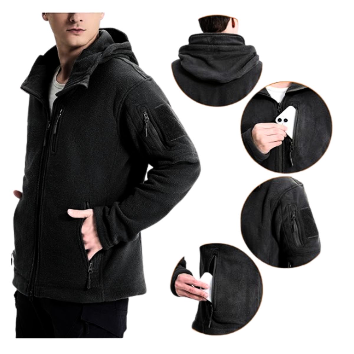 EKOL TACTICA MILITAR - Polar Chaqueta Polerón Micropolar Táctico Invierno.