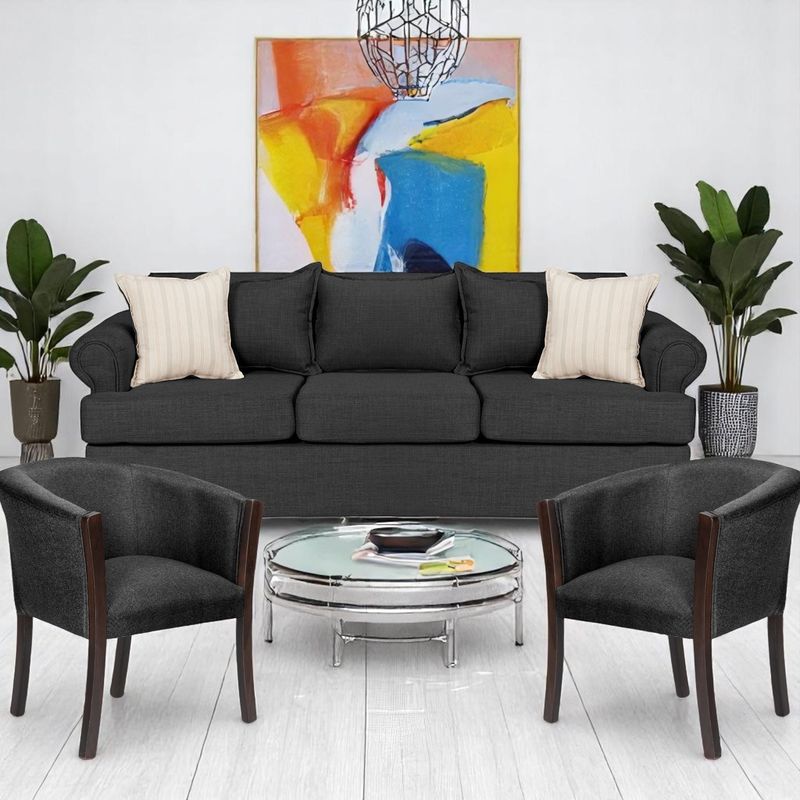 SITIAL HOME - Juego Living 311 Pastora Marengo sofa 3 cuerpos resortes + 2 sitiales