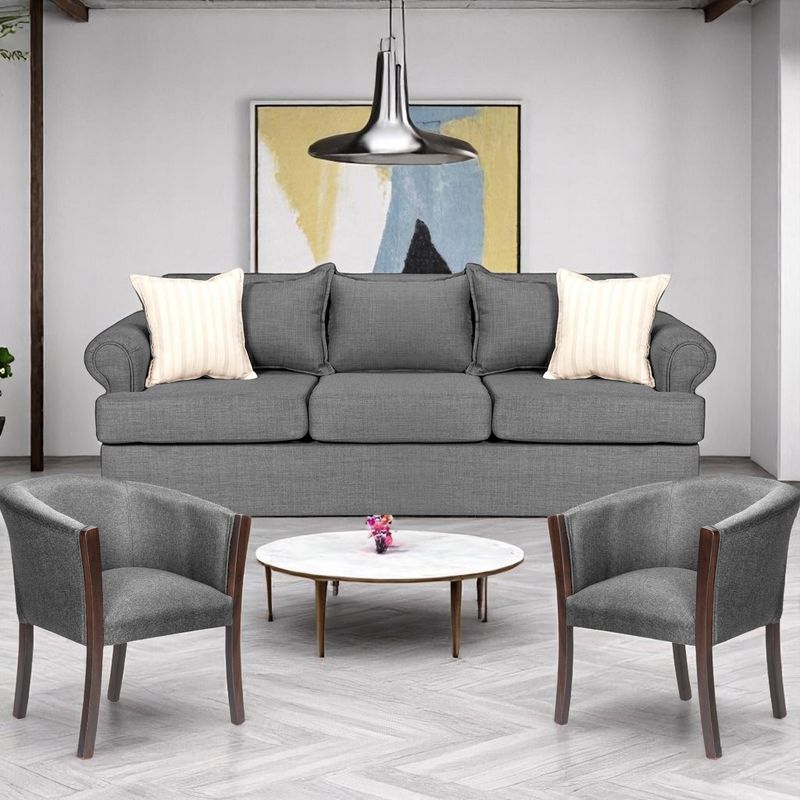 SITIAL HOME - juego Living 311 Pastora gris cl sofa 3 cuerpos resortes + 2 sitiales
