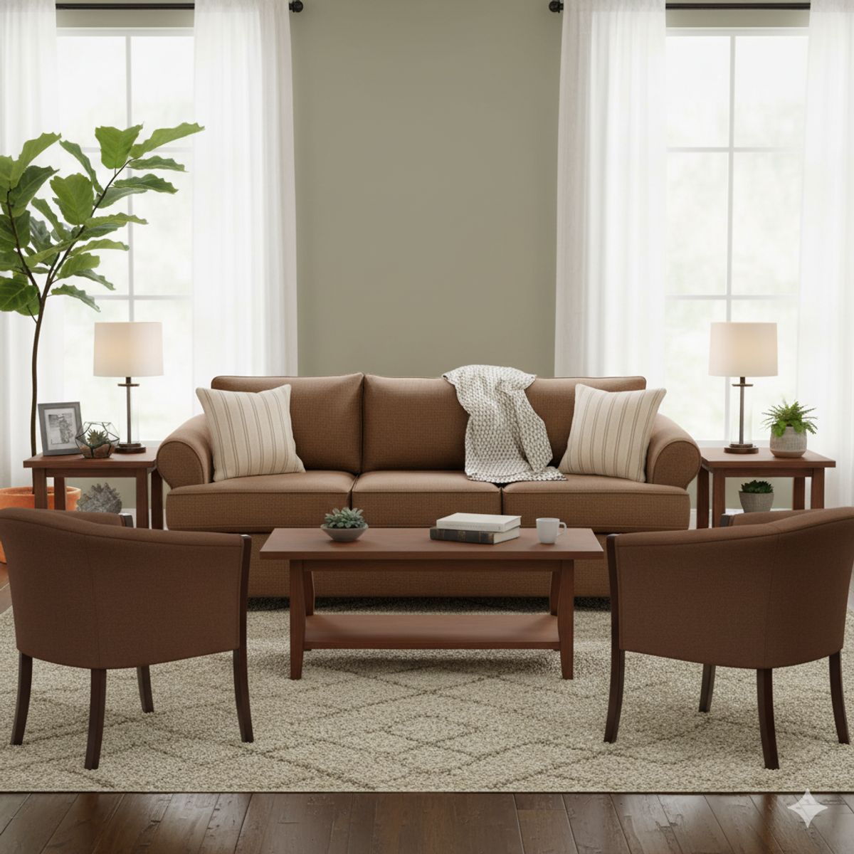 SITIAL HOME - Living 311 Pastora Cafe sofa 3 cuerpos resortes f comfort + 2 sitiales