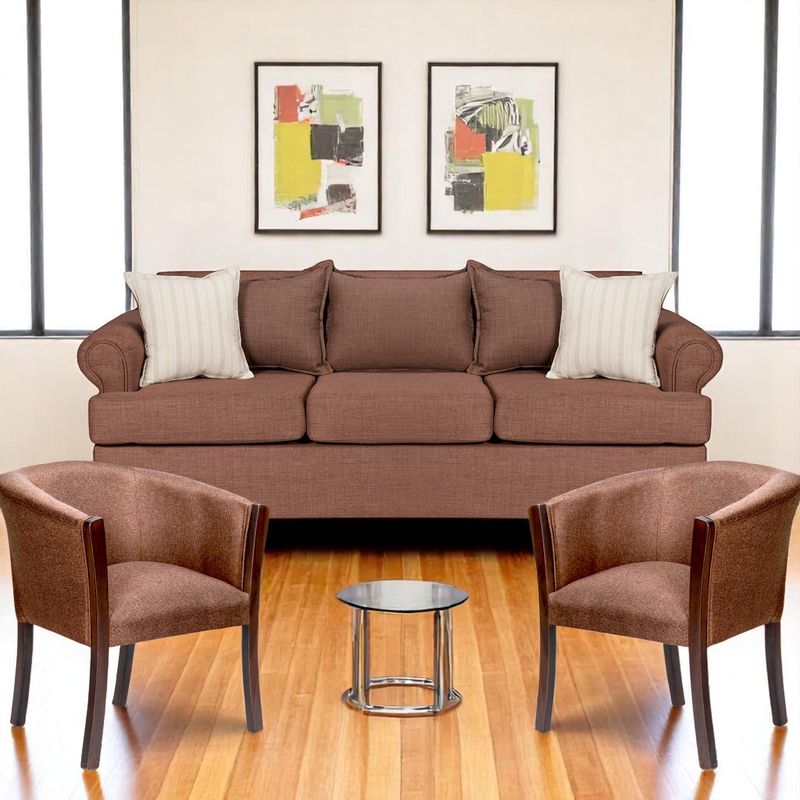 SITIAL HOME - Juego Living 311 Pastora Cafe sofa 3 cuerpos resortes + 2 sitiales