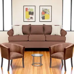 SITIAL HOME - Juego Living 311 Pastora Cafe sofa 3 cuerpos resortes + 2 sitiales