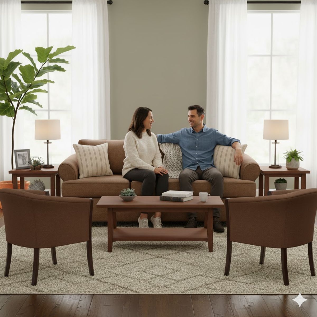 SITIAL HOME - Living 311 Pastora Cafe sofa 3 cuerpos resortes f comfort + 2 sitiales