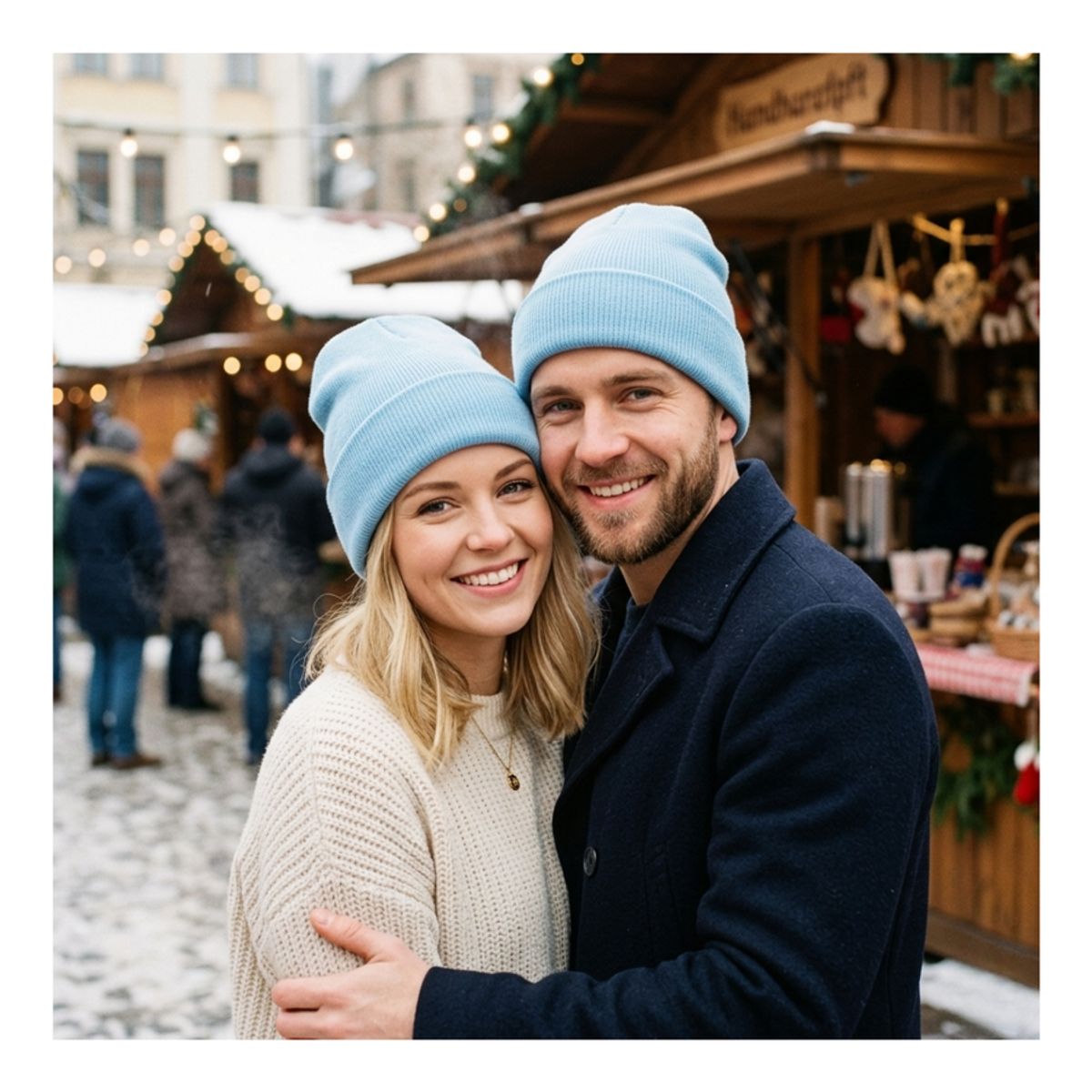 EKOL TACTICA MILITAR - Gorro Tendencia Beanie Lana Adulto Con Doblez Azul OtoñoInvierno