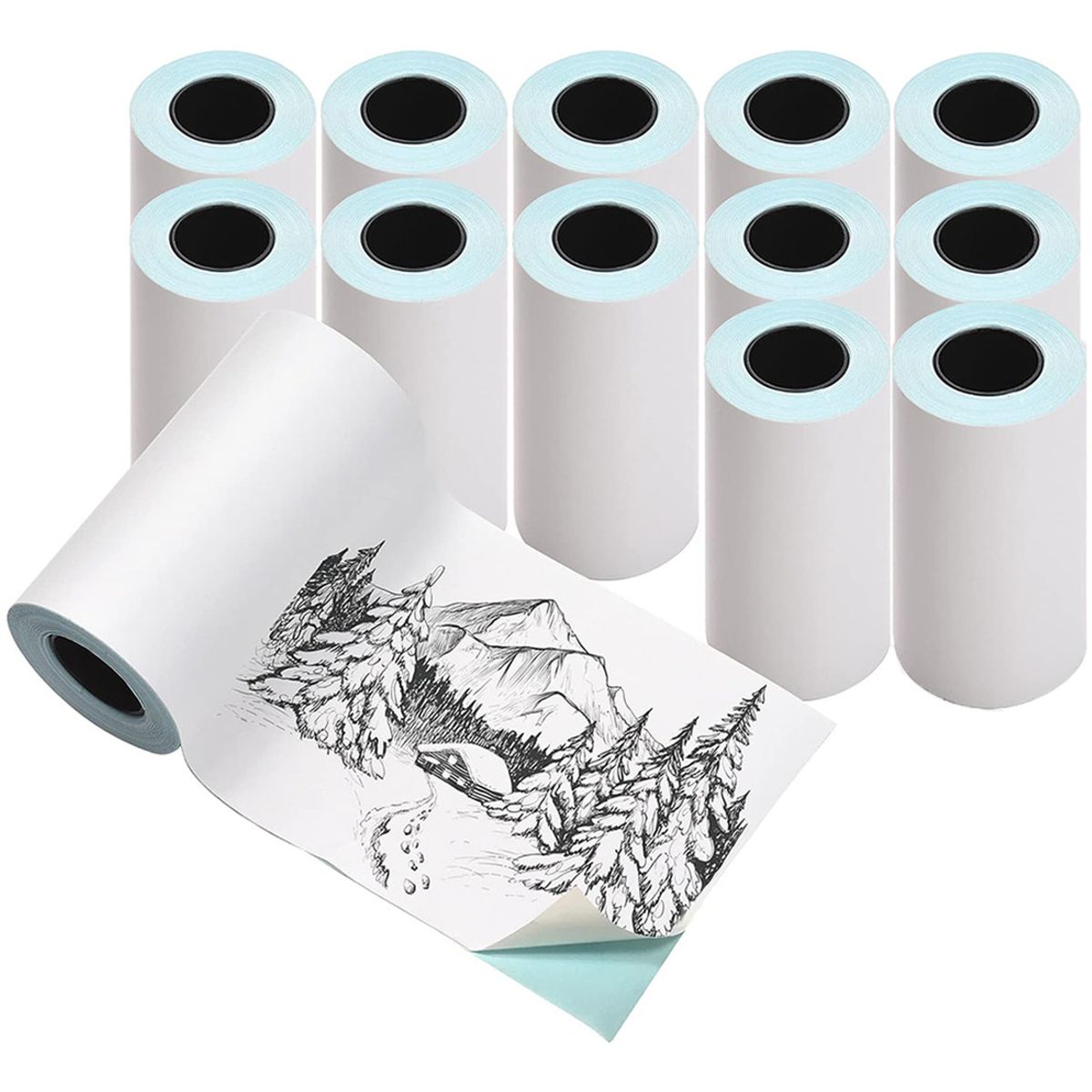 GENERICO - 12 Rollos Papel Adhesivo Térmico Continuo Impresora 57x30mm