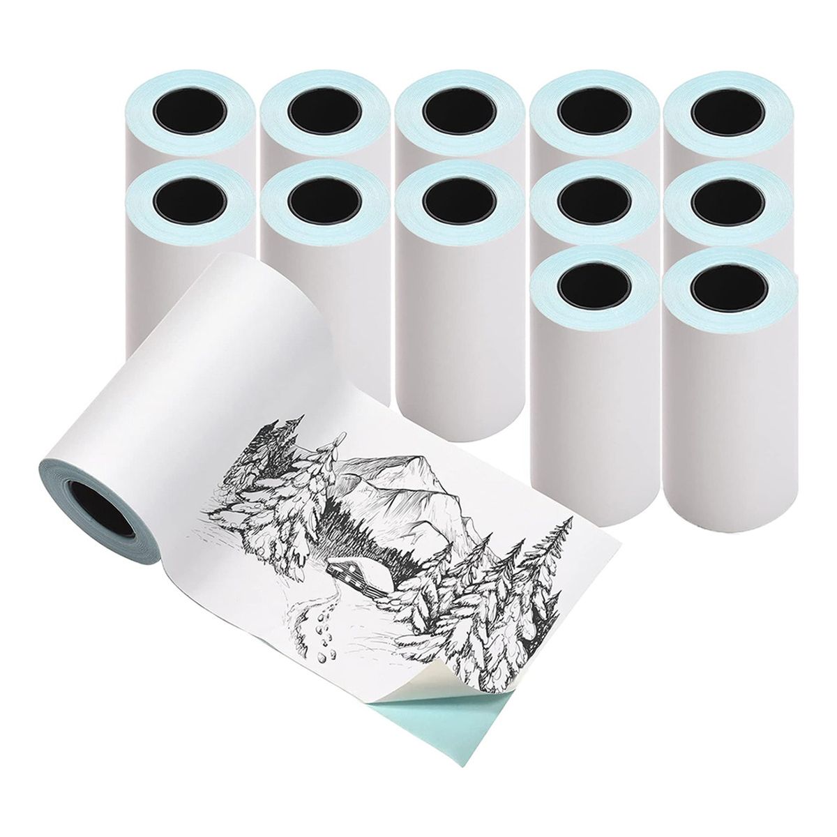 GENERICO - 12 Rollos Papel Adhesivo Térmico Continuo Impresora 57x30mm