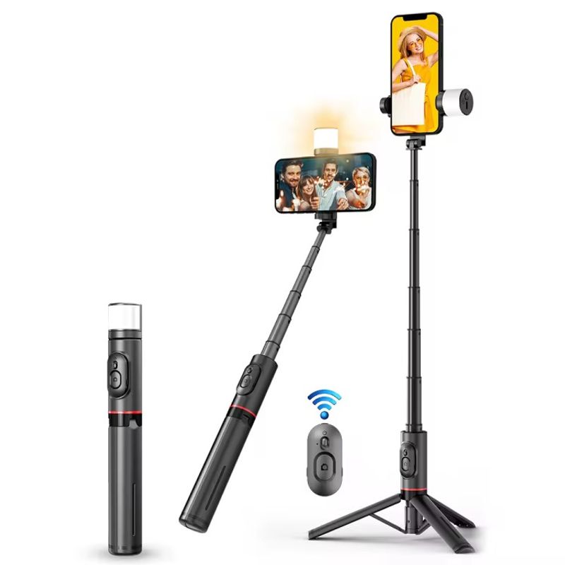 GENERICO - baston selfie y tripode selfie con iluminacion y bluetooth portátil.
