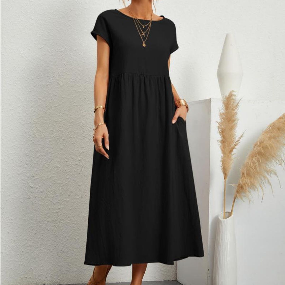TIOZONEY - Vestido Largo Algodón Mujer