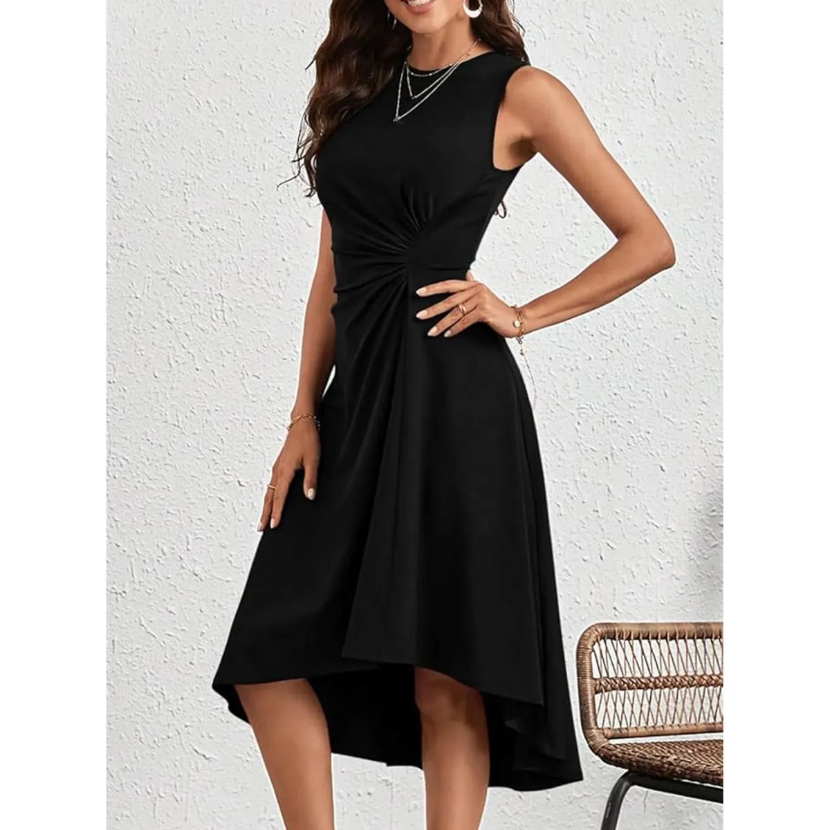 TIOZONEY - Vestido de mujer - Negro