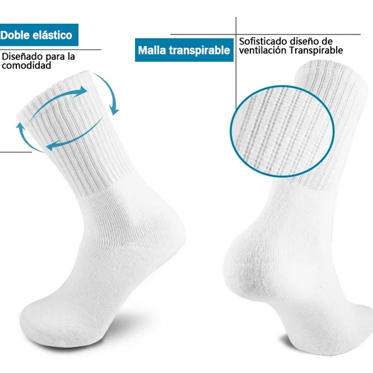 EINICIO - 6 Pares Calcetines Algodón Deporte Antisudor Transpirable