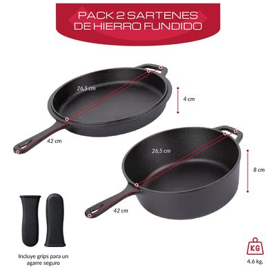 Imagen 2 del producto Pack De 2 Sartenes Hierro Fundido 26 Cm