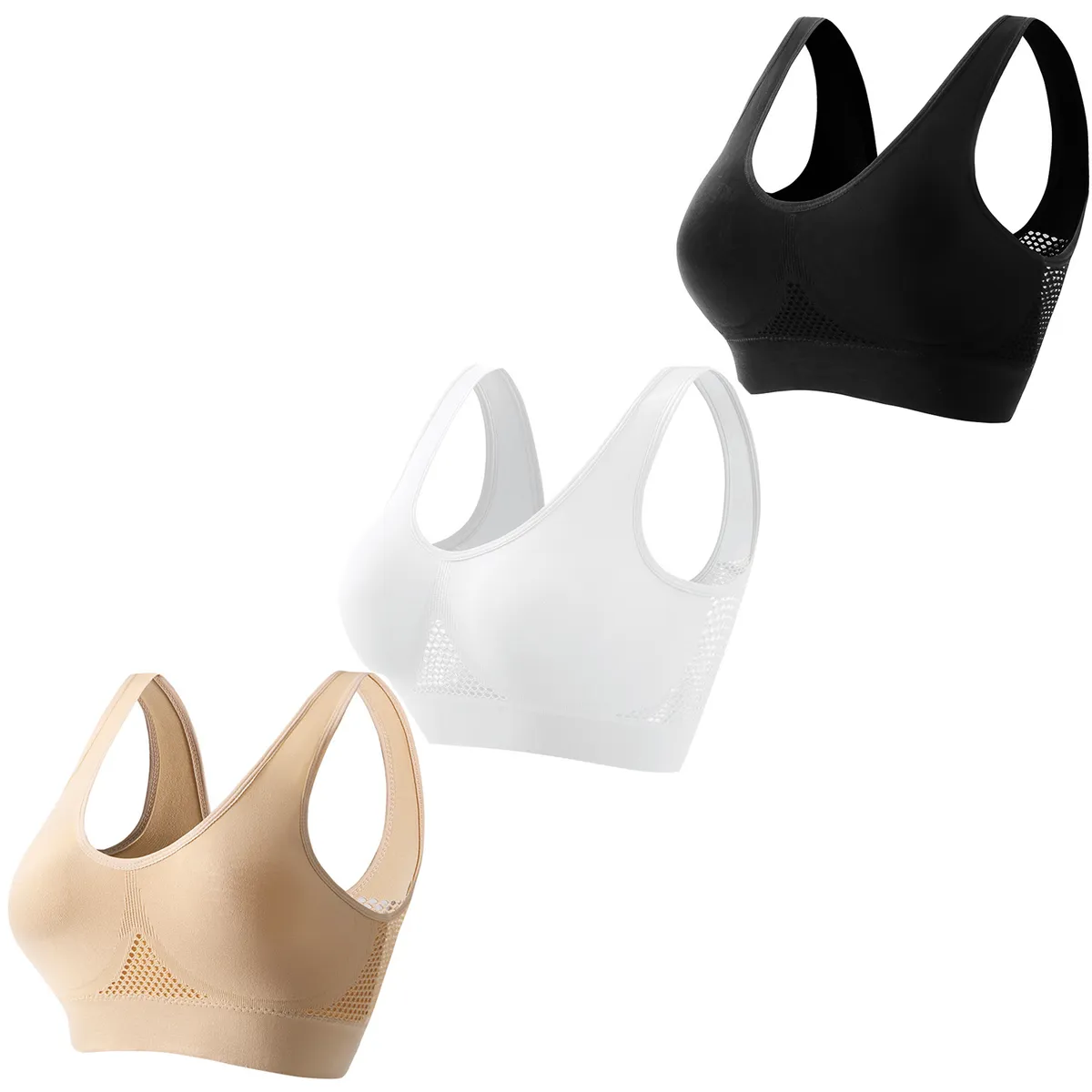 TIOZONEY - Pack De 3 Sostén Deportivo Elasticado Mujer