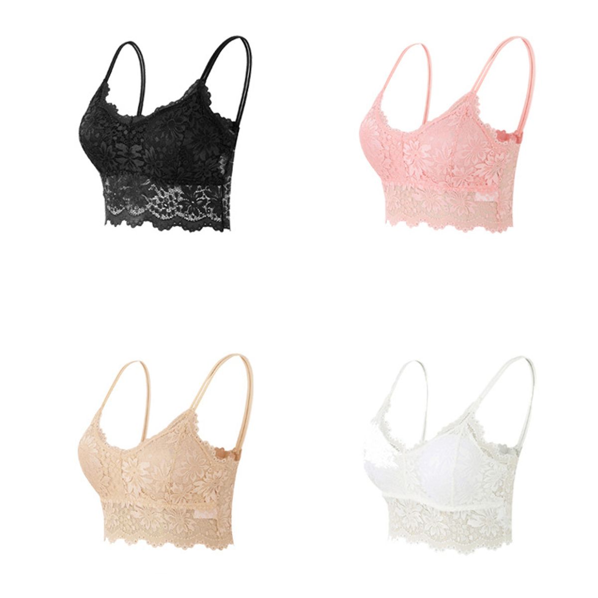 TIOZONEY - Pack 4 Sostenes Push Up Encaje Con Soft Microfibra Mujer Sexy