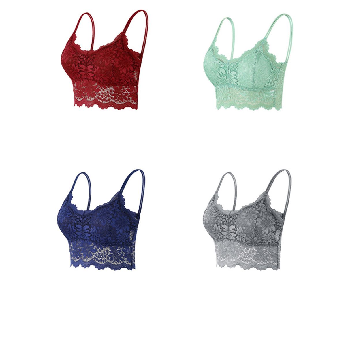 TIOZONEY - Pack 4 Sostenes Push Up Encaje Con Soft Microfibra Mujer Sexy