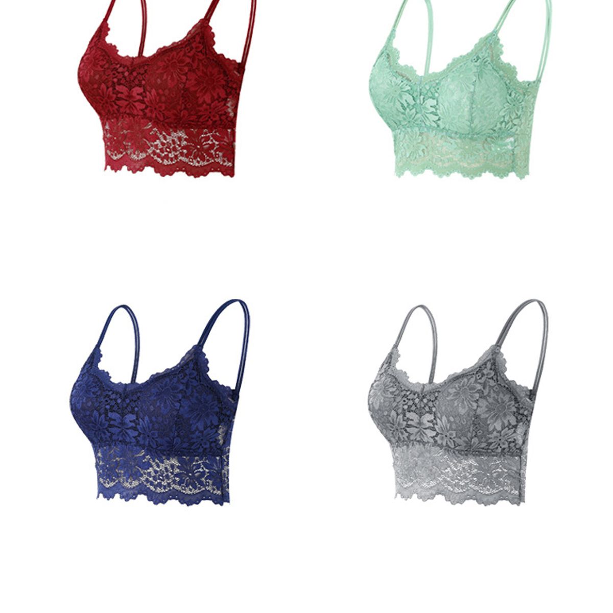 TIOZONEY - Pack 4 Sostenes Push Up Encaje Con Soft Microfibra Mujer Sexy