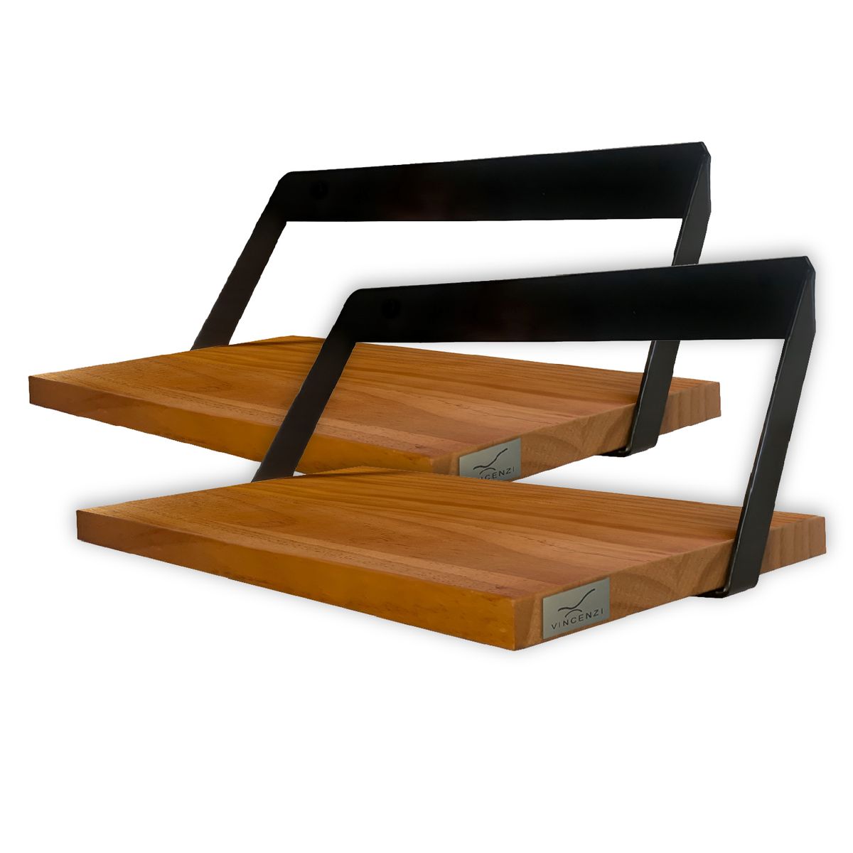 VINCENZI - Pack 2 Soportes o Repisas De Madera Con Hierro Para Pared 60x20 cm