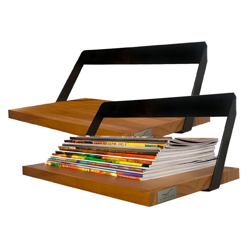 VINCENZI - Pack 2 Soportes o Repisas De Madera Con Hierro Para Pared 60x20 cm