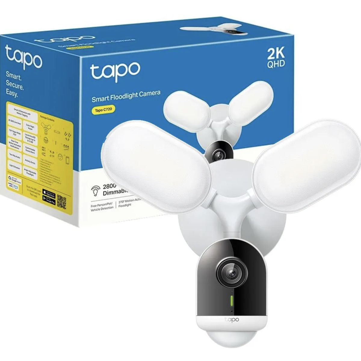 TP LINK - Cámara Outdoor Tapo + 2 Reflectores Alto Brillo con Visión Nocturna 2k