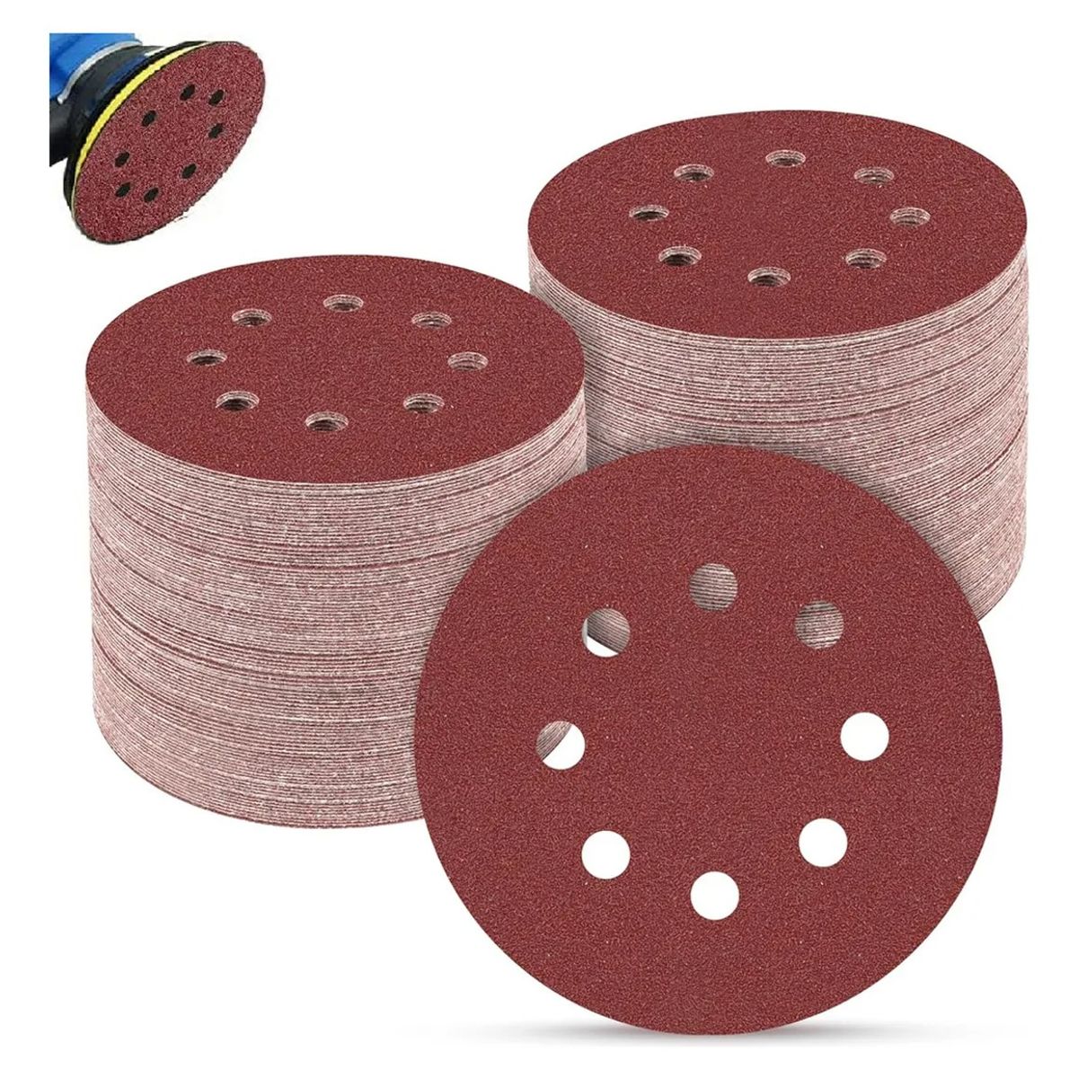 EVERSO - 150 Disco De Lijas Con Velcro 8 Agujeros 5'' 125mm P60-600