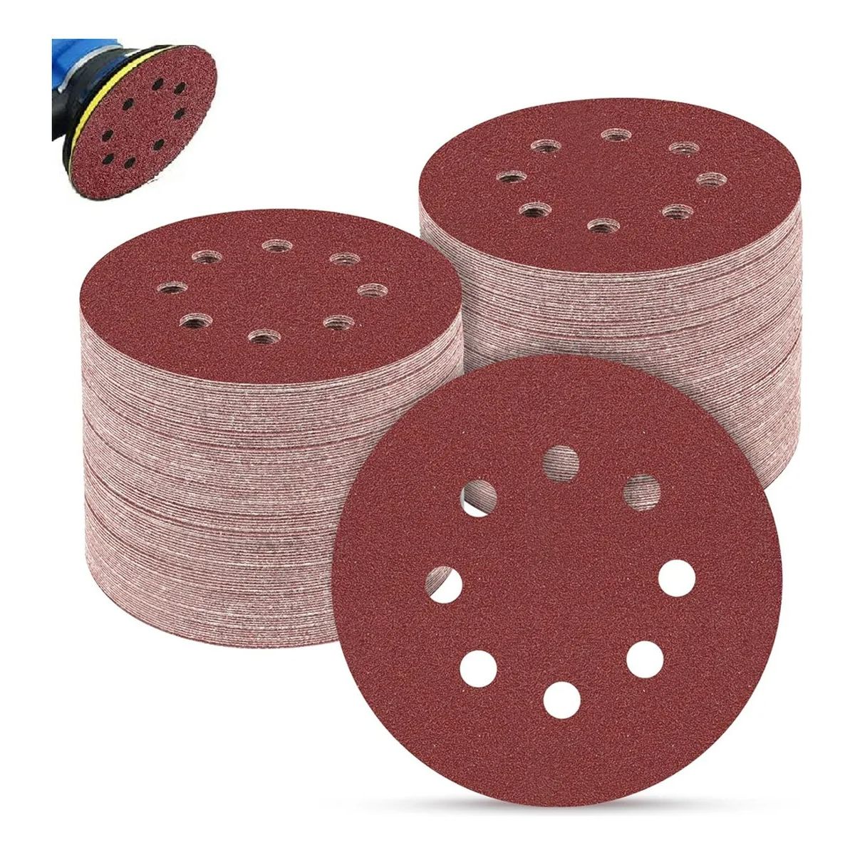 EVERSO - 150 Disco De Lijas Con Velcro 8 Agujeros 5'' 125mm P60-600