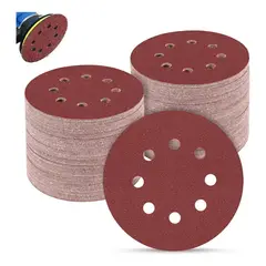 EVERSO - 150 Disco De Lijas Con Velcro 8 Agujeros 5'' 125mm P60-600