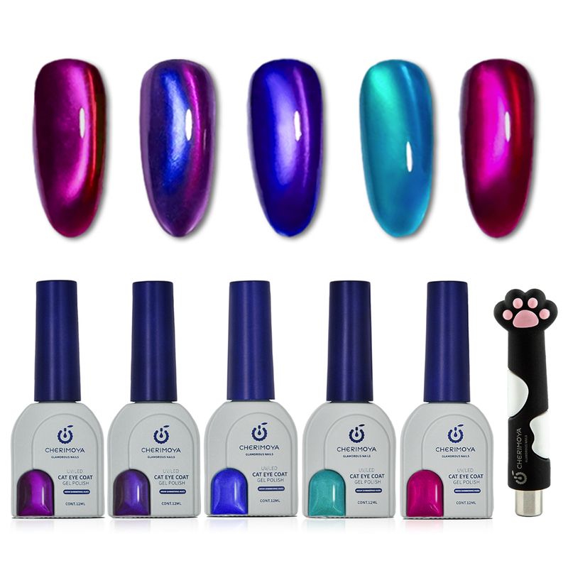 CHERIMOYA - Set De Esmalte De Uñas E Imán Neon Cat Eye 6pcs Cherimoya