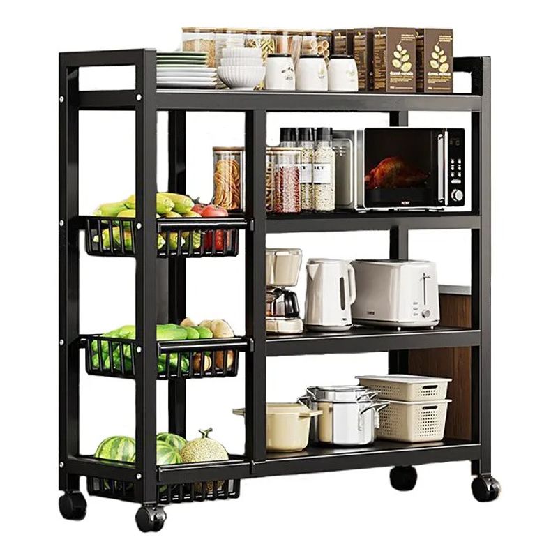 GENERICO - Estante de cocina ajustable en 4 plantas con 3 cestas metálicas,