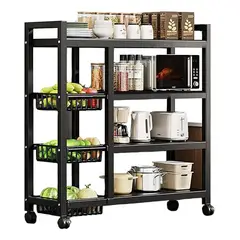GENERICO - Estante de cocina ajustable en 4 plantas con 3 cestas metálicas,