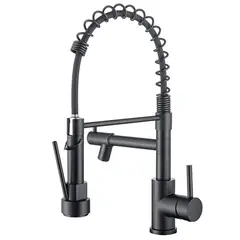 COZYNOOK - Grifo Llave Lavaplatos Monomando Cocina Extensible Flexible Negro