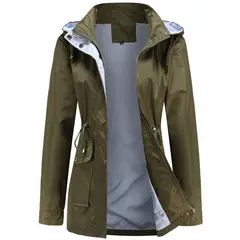 BLWOENS - Chaqueta gabardina de capucha de mujer-Verde
