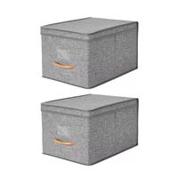 Pack 2 Cajas Organizadoras Plegable Grandes Con Tapa De Lino