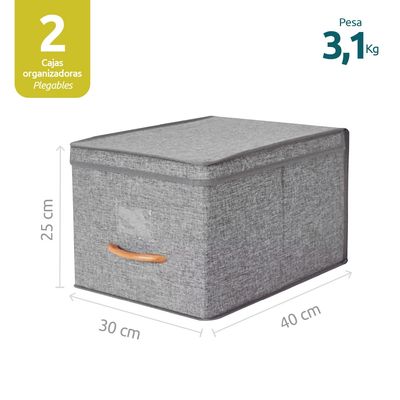 Imagen 2 del producto Pack 2 Cajas Organizadoras Plegable Grandes Con Tapa De Lino