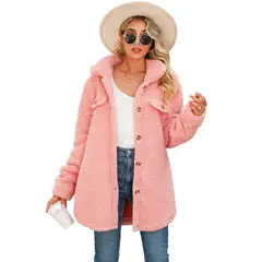 BLWOENS - Suéter casual y abrigo para mujeres - Rosa.