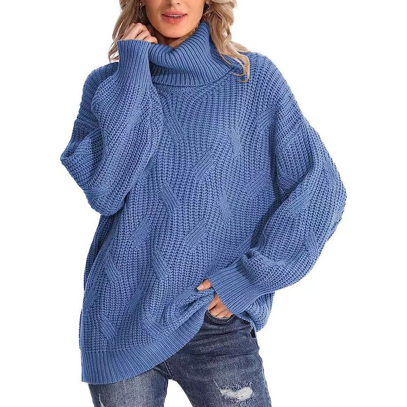 BLWOENS - Suéter de punto con cuello alto para Mujer -Azul