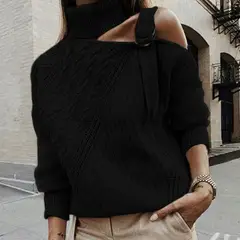 BLWOENS - Suéter casual para mujeres - Negro