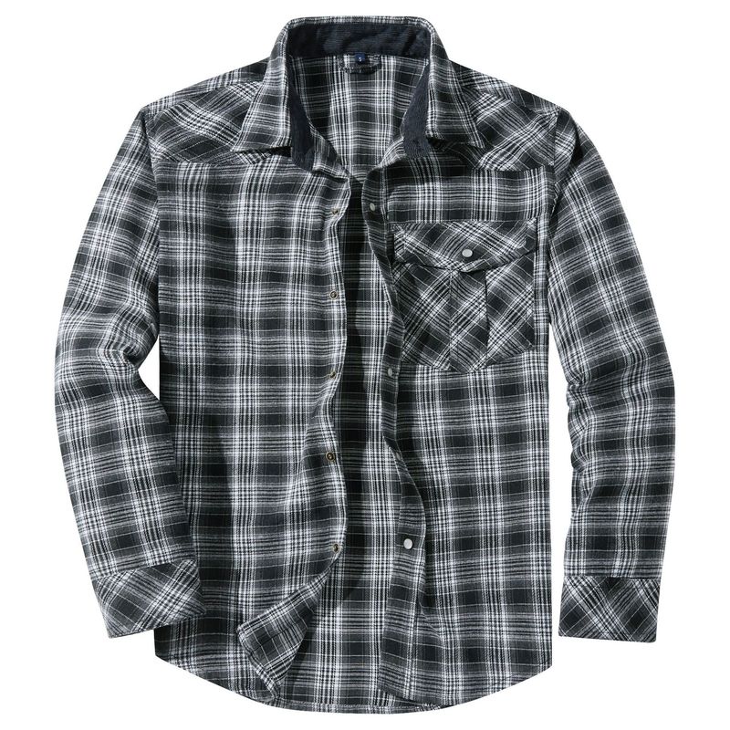 BLWOENS - Chaqueta a cuadros con botones para hombres -Gris
