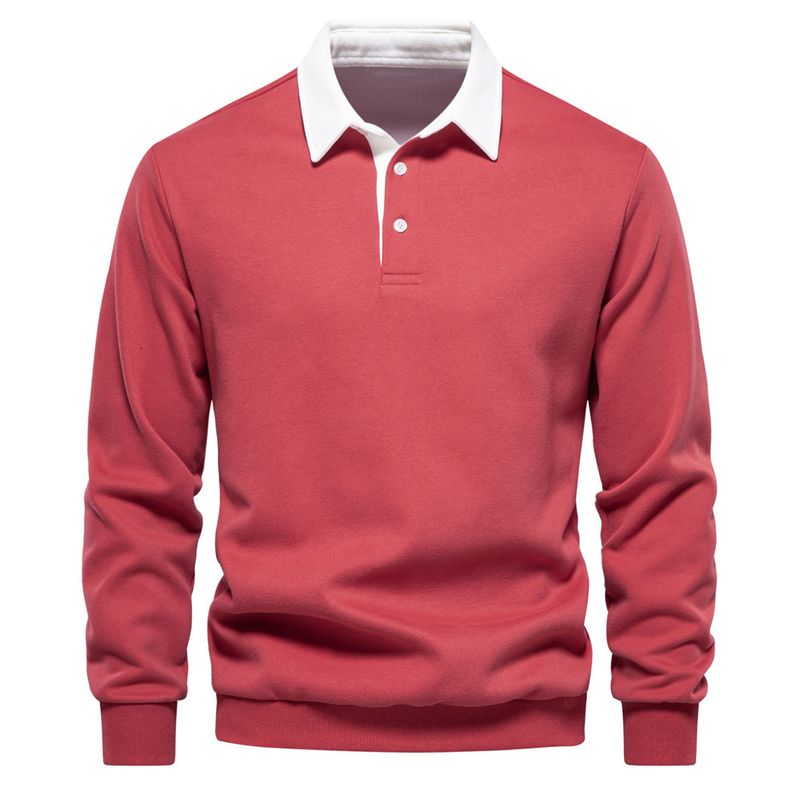 BLWOENS - Polerón cerrado con botones corto para Hombre - Rojo.