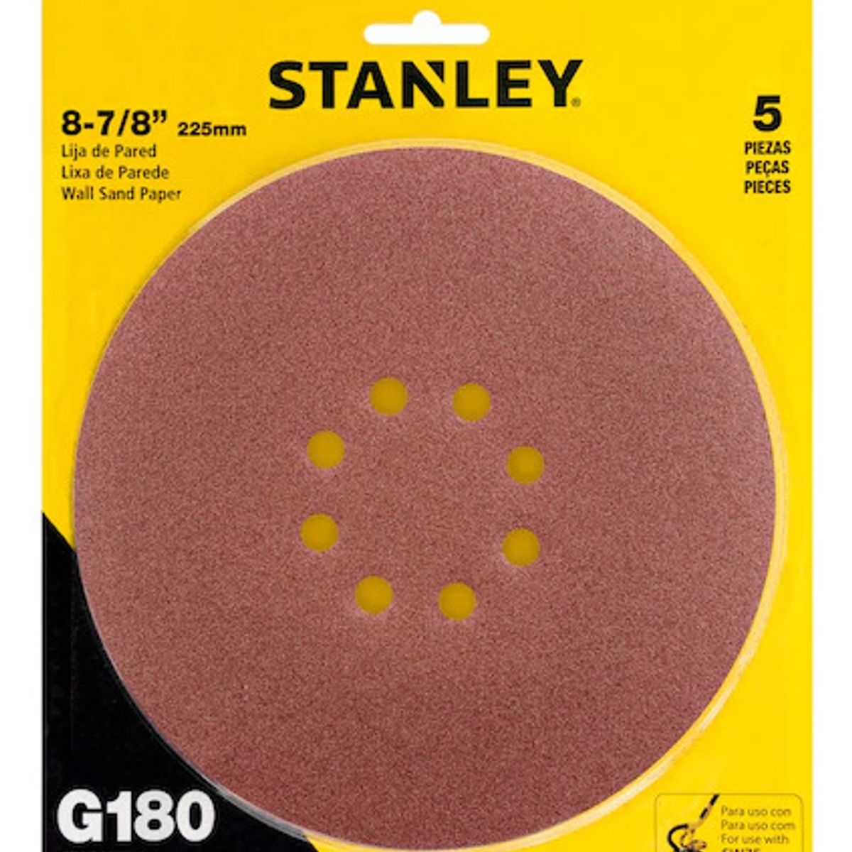 STANLEY - Disco Lija Velcro 225mm G 180 Set 5 Unidades Stanley.- E.o.
