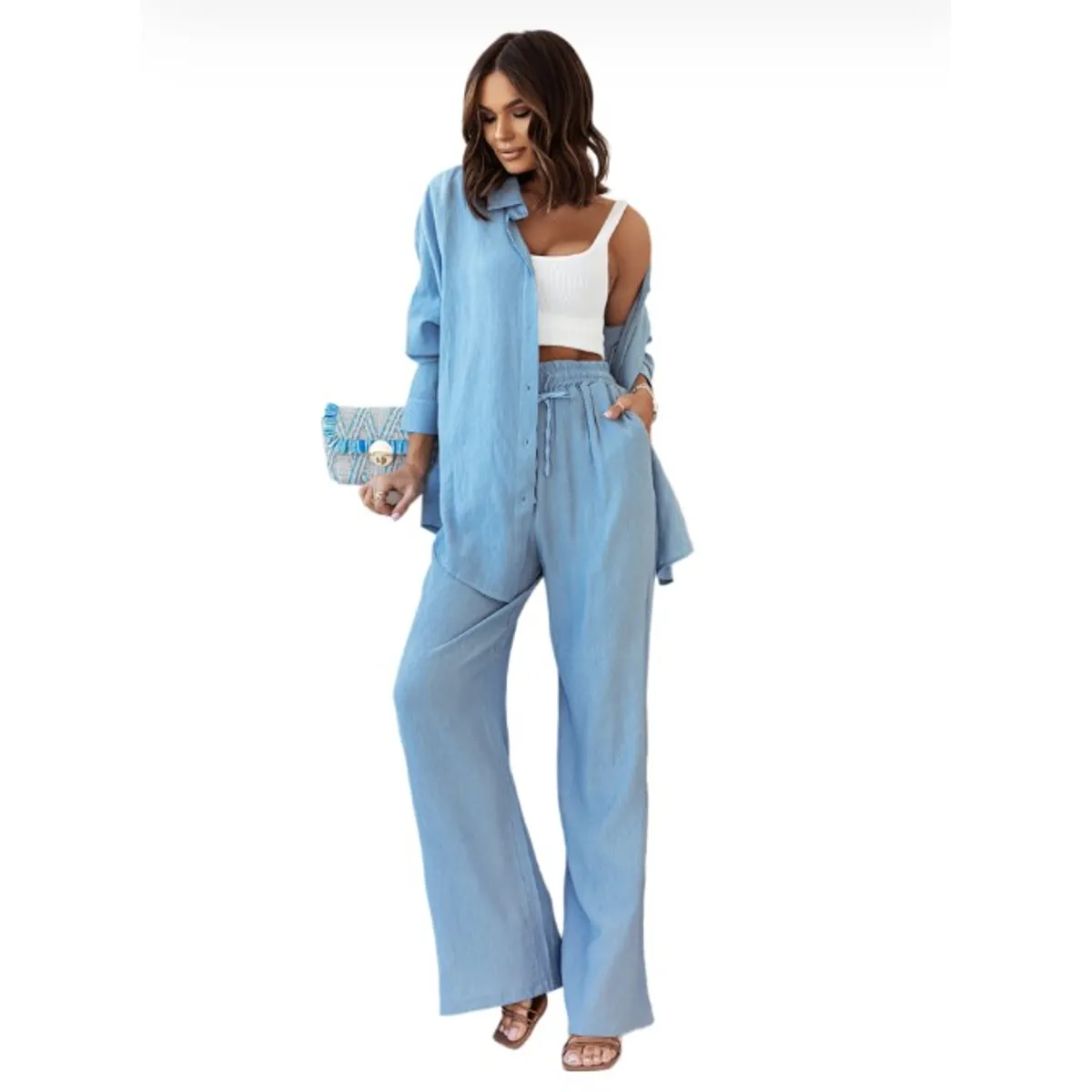 BLWOENS - Blusas y pantalones casuales para mujeres Traje-2 piezas