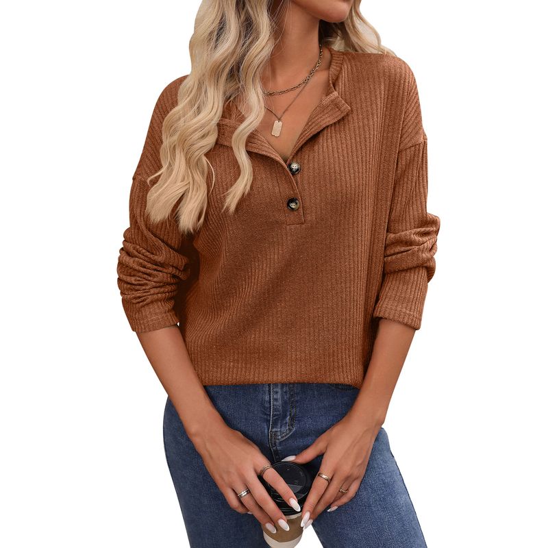 BLWOENS - Polera de manga larga de primavera y otoño para mujeres - Marrón